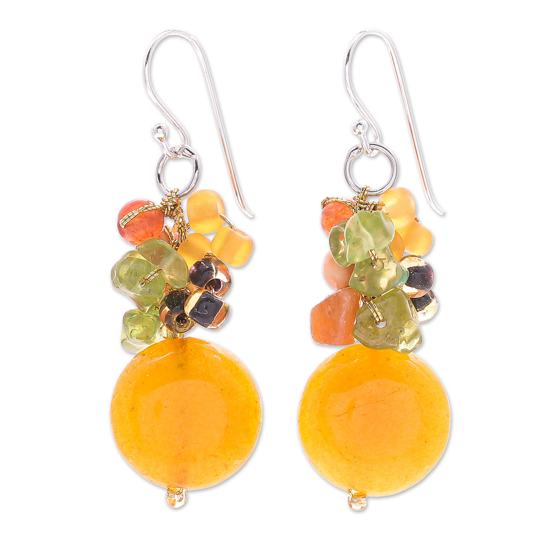 Beaded Dangle Earrings from Thailand - Sunshine Bright