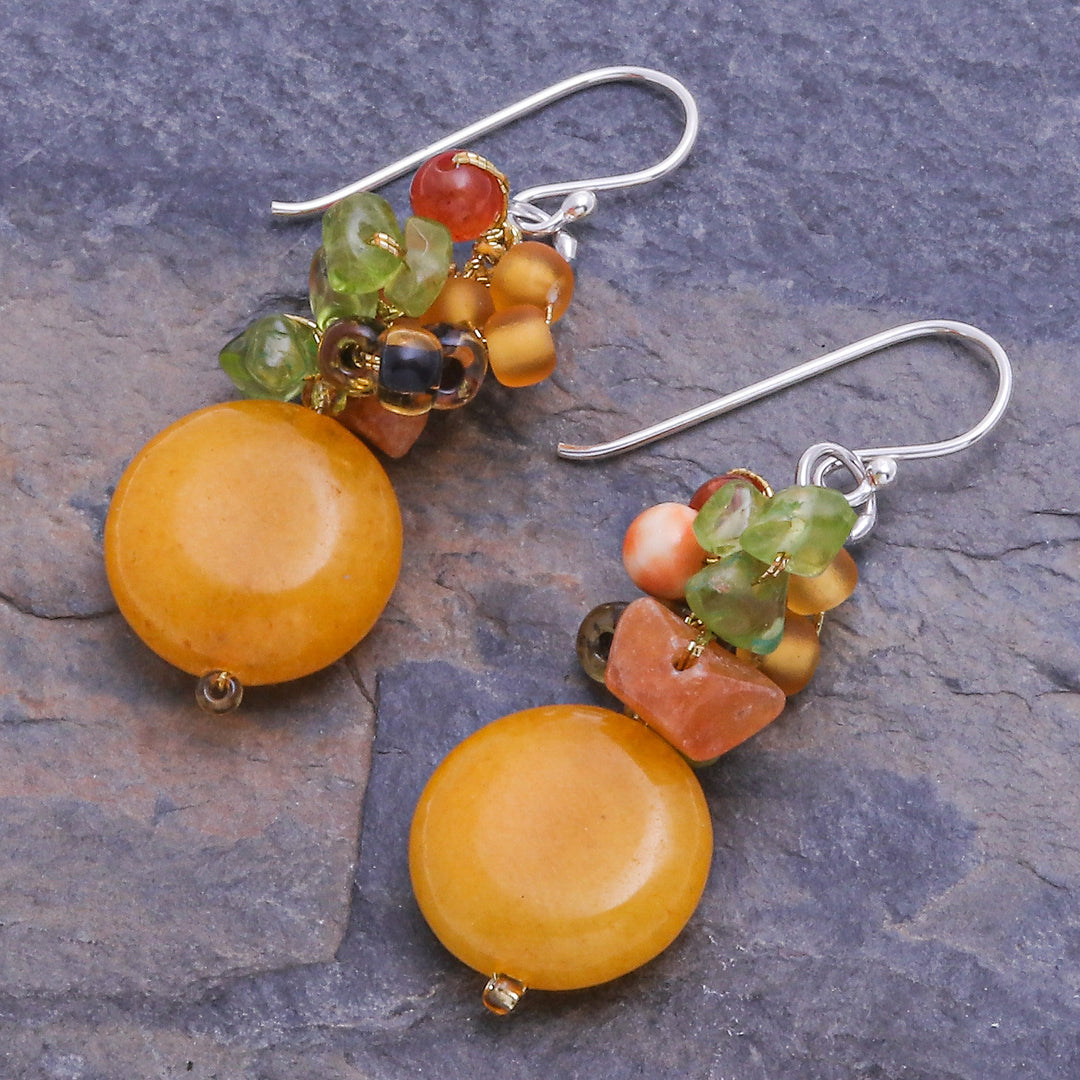 Beaded Dangle Earrings from Thailand - Sunshine Bright