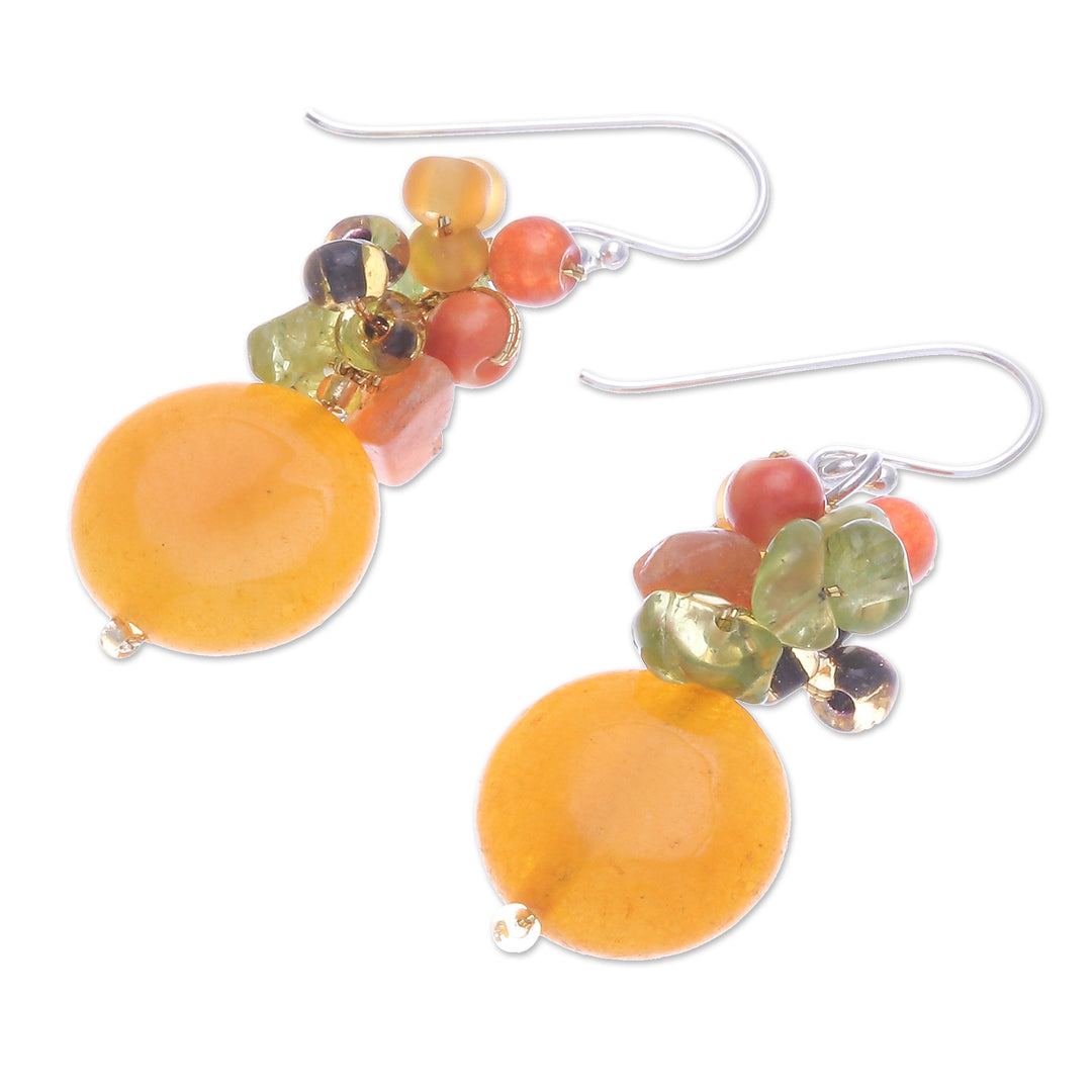 Beaded Dangle Earrings from Thailand - Sunshine Bright