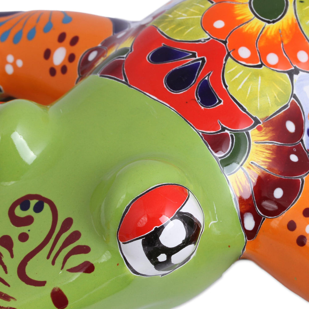 Hand-Painted Ceramic Tree Frog Wall Sculpture from Mexico - Vibrant Frog