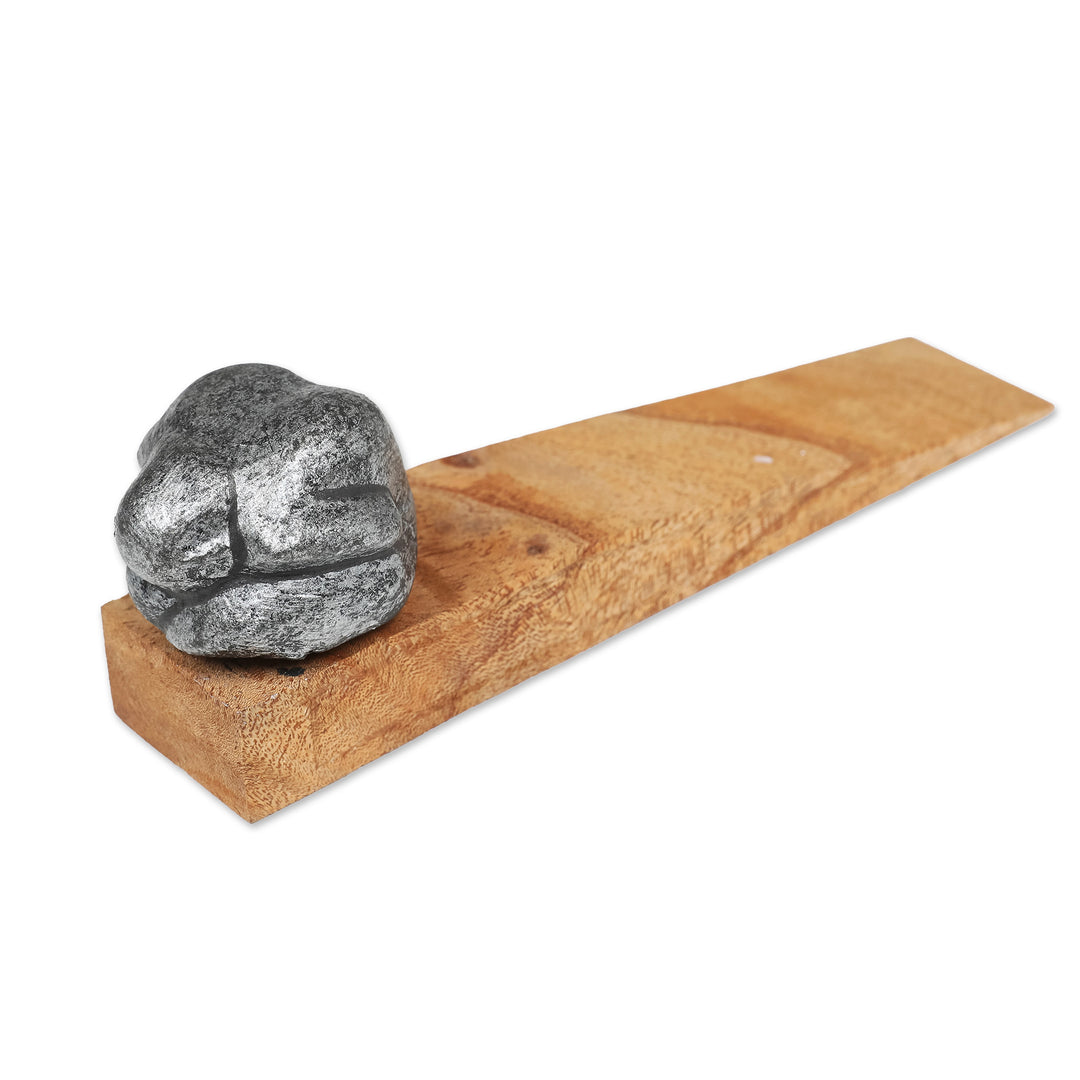 Handcrafted Jempinis Wood Door Stop with Meditating Yogui - Home Meditations