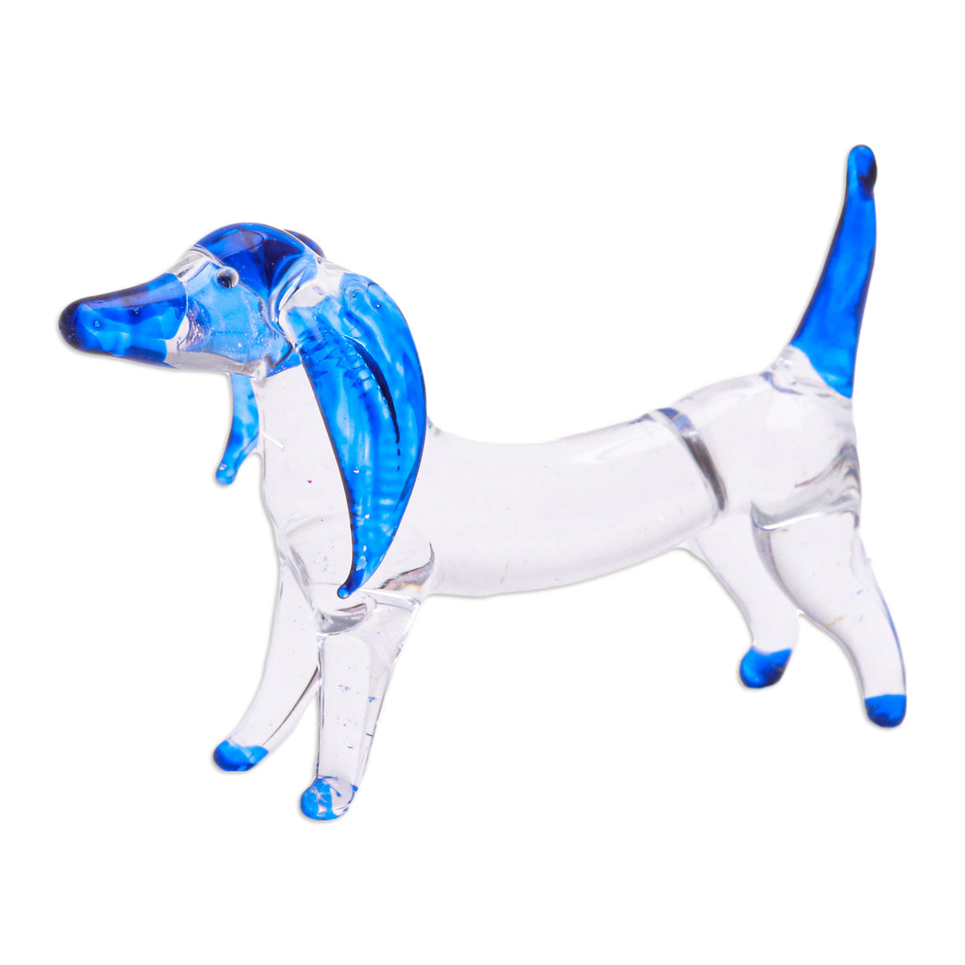 Handblown Dark Blue Glass Dachshund Dog Figurine - Intuition Dachshund
