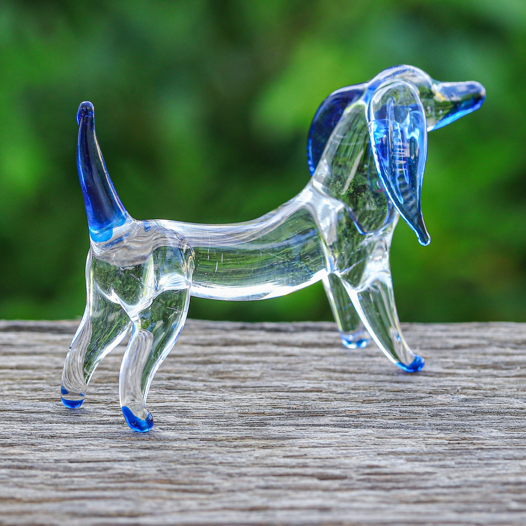 Handblown Dark Blue Glass Dachshund Dog Figurine - Intuition Dachshund