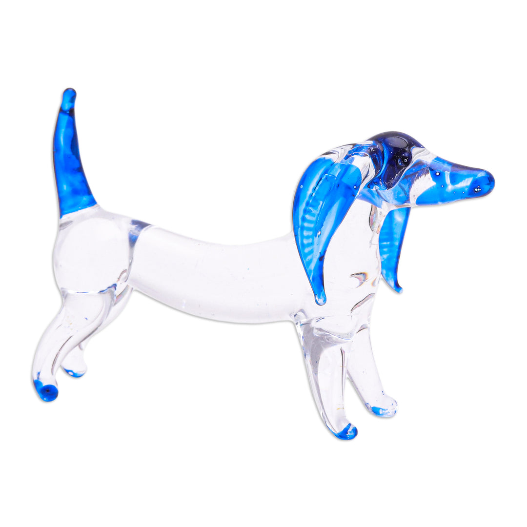 Handblown Dark Blue Glass Dachshund Dog Figurine - Intuition Dachshund