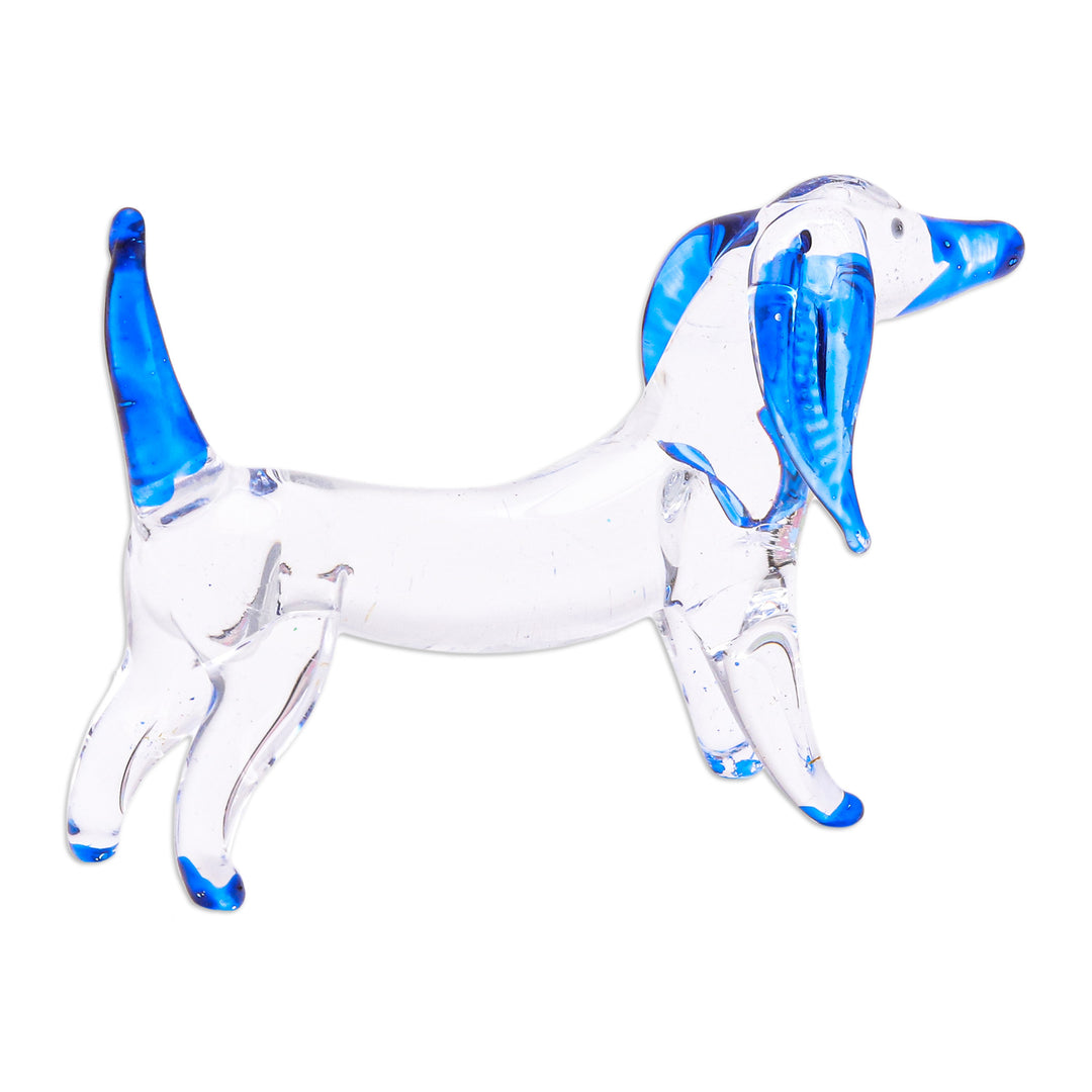 Handblown Dark Blue Glass Dachshund Dog Figurine - Intuition Dachshund