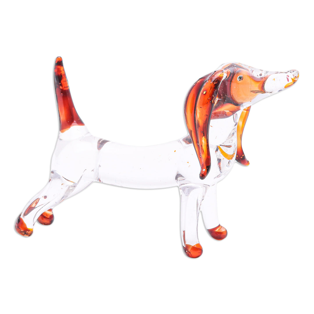 Handblown Brown Glass Dachshund Dog Figurine - Courage Dachshund