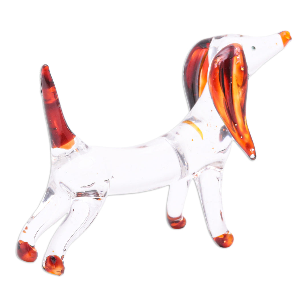 Handblown Brown Glass Dachshund Dog Figurine - Courage Dachshund