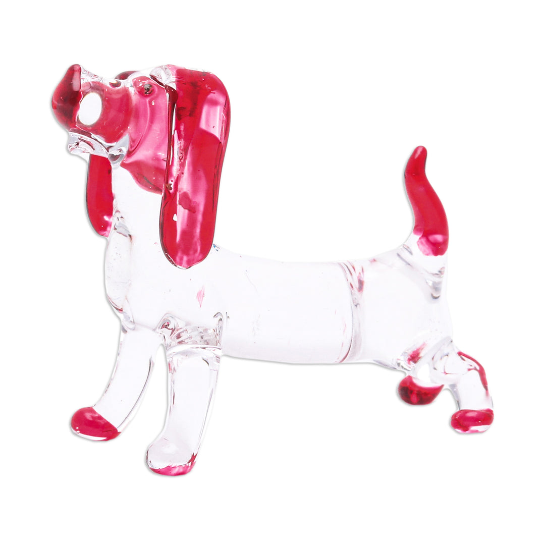 Handblown Glass Beagle Dog Figurine in Red - Passion Beagle