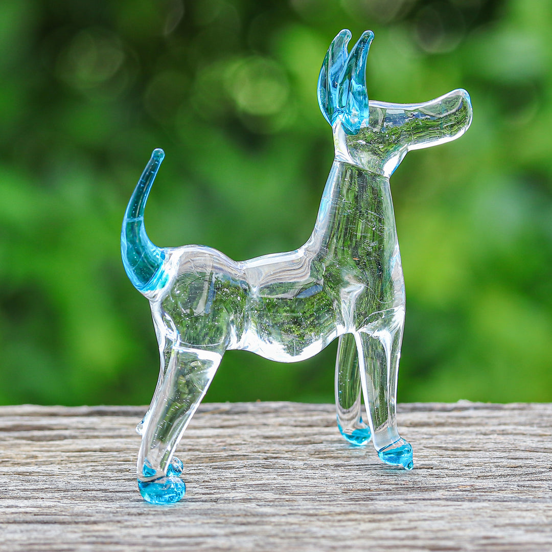 Handblown Light Blue Glass Ridgeback Dog Figurine - Peace Ridgeback