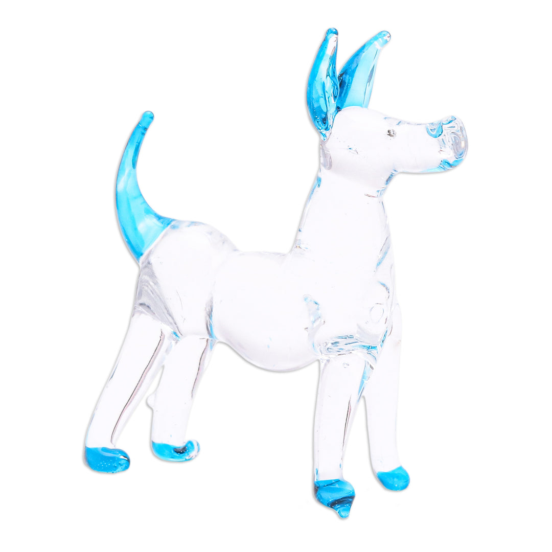 Handblown Light Blue Glass Ridgeback Dog Figurine - Peace Ridgeback