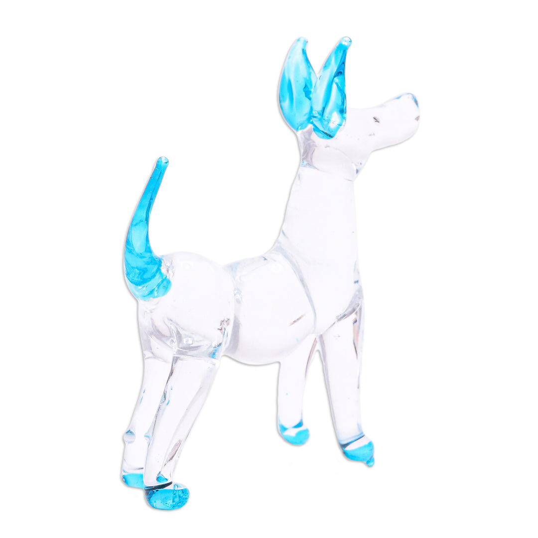 Handblown Light Blue Glass Ridgeback Dog Figurine - Peace Ridgeback