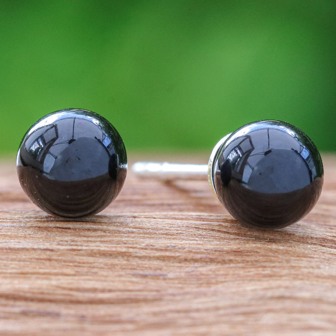 Onyx Stud Earrings with Sterling Silver Posts - Mystery Dimension