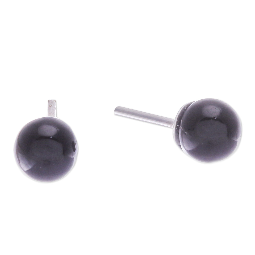Onyx Stud Earrings with Sterling Silver Posts - Mystery Dimension
