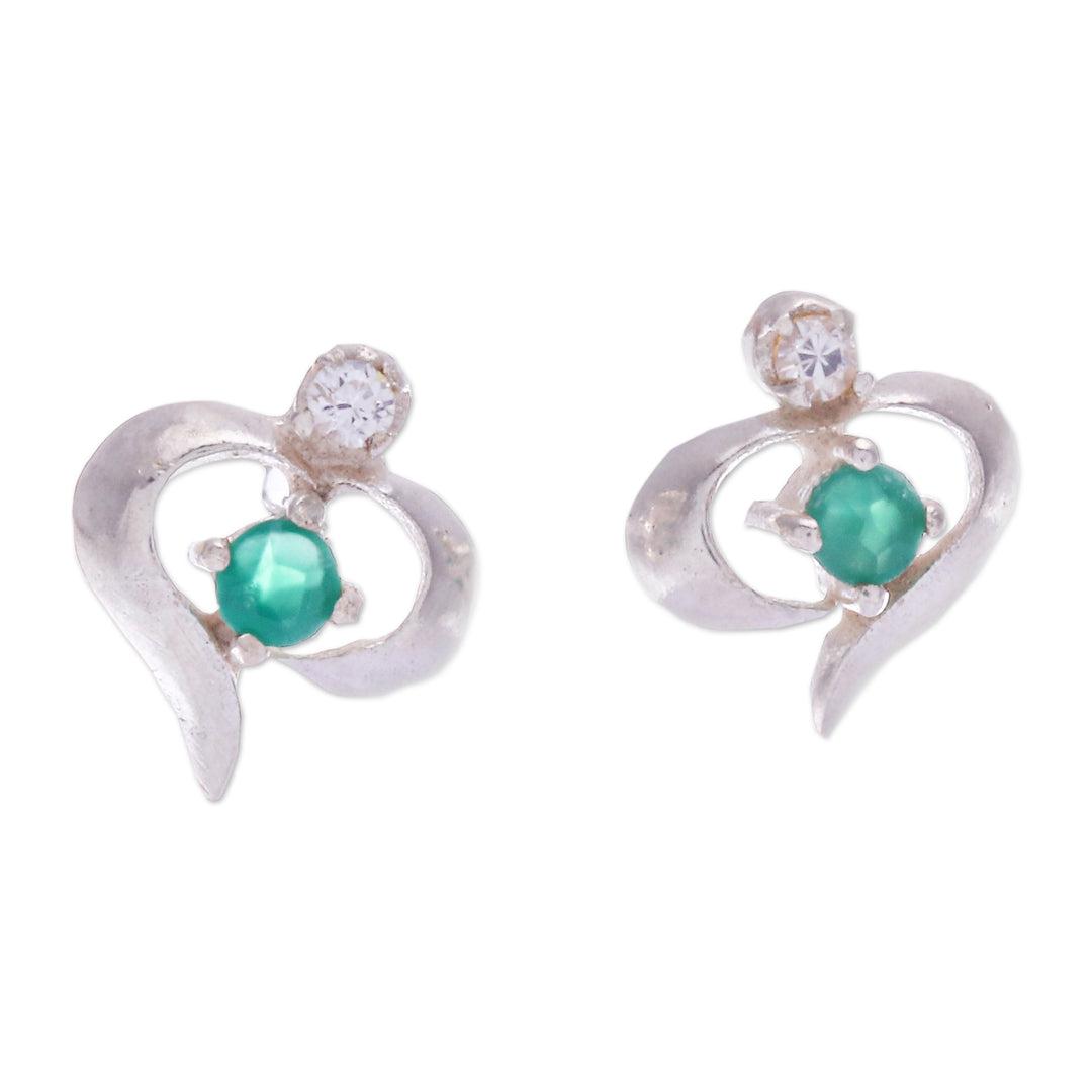 High-Polished Chalcedony and Cubic Zirconia Stud Earrings - The Royalty Nimbus