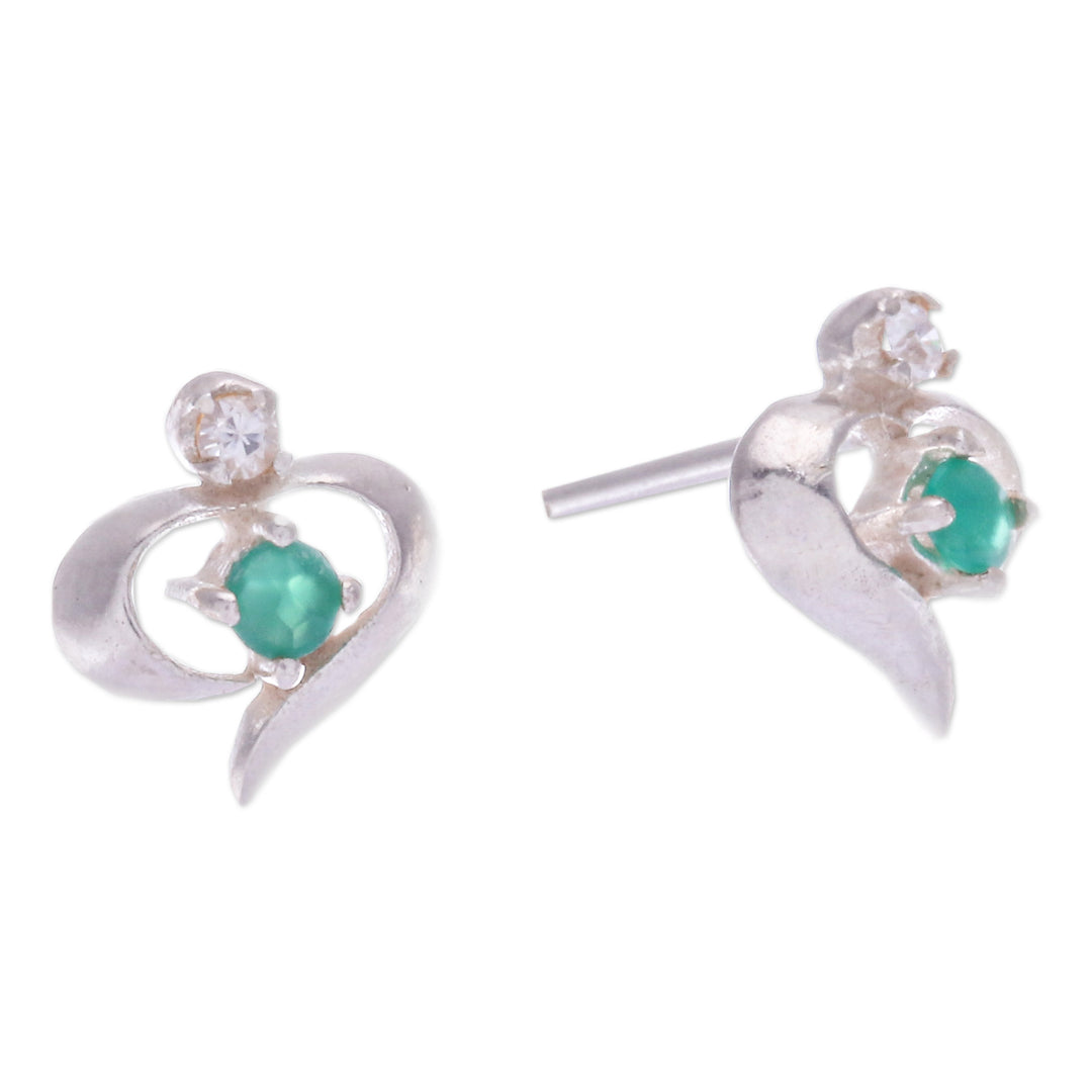 High-Polished Chalcedony and Cubic Zirconia Stud Earrings - The Royalty Nimbus