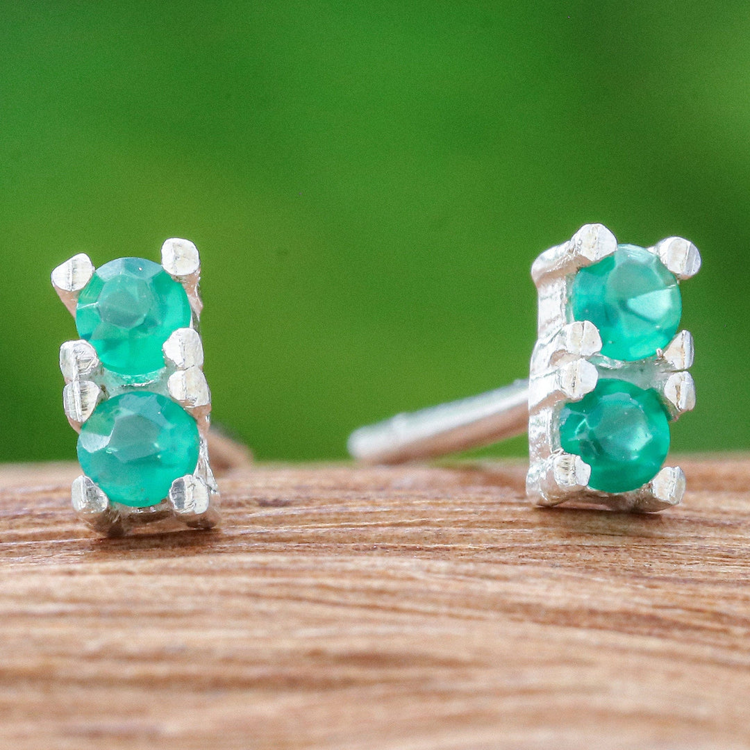 Faceted Round Chalcedony Stud EarringsHigh Polish Finish - Empress of Balance