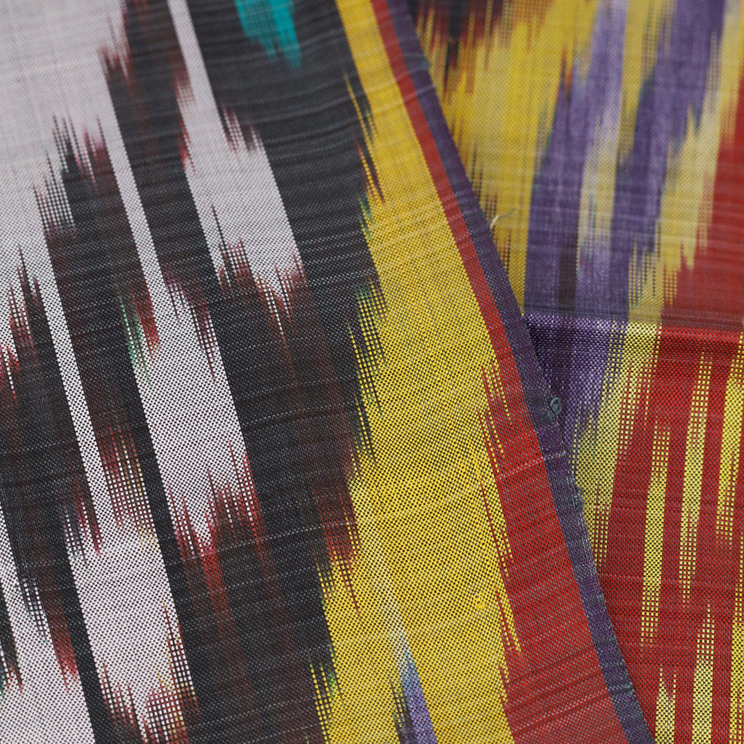 Handwoven Traditional Silk Scarf in Yellow and Red Hues - Yellow Samarkand Renaissance