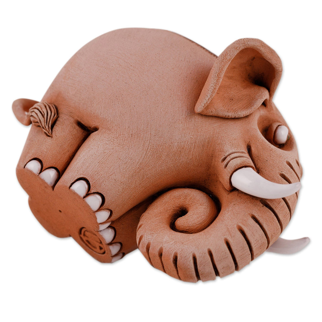 Uzbek Elephant Ceramic Figurine Made and Painted by Hand - Jolly Elephant