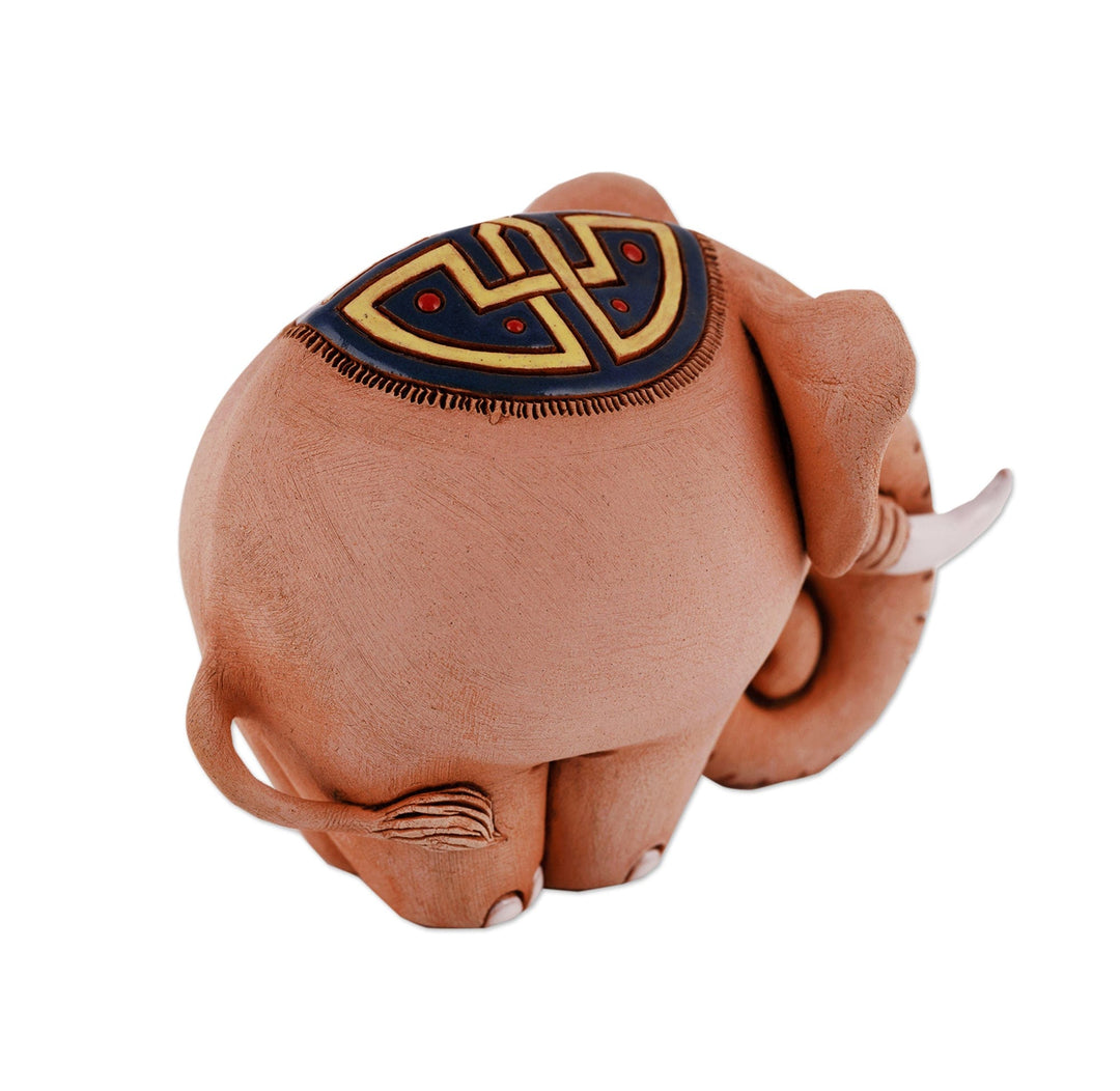 Uzbek Elephant Ceramic Figurine Made and Painted by Hand - Jolly Elephant