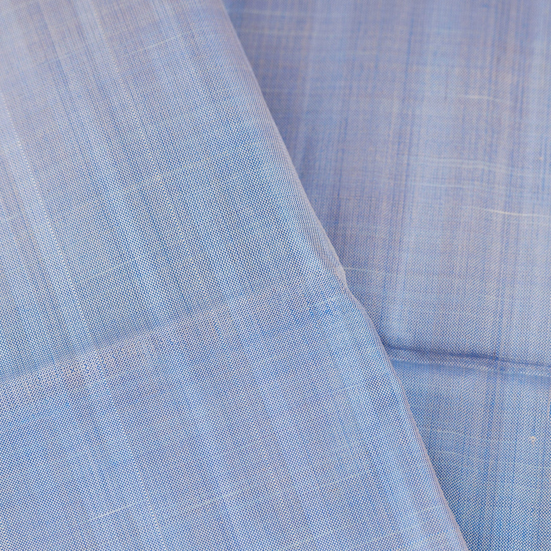 Handwoven Striped Blue Silk Shawl with Fringes - Sky of the Desert