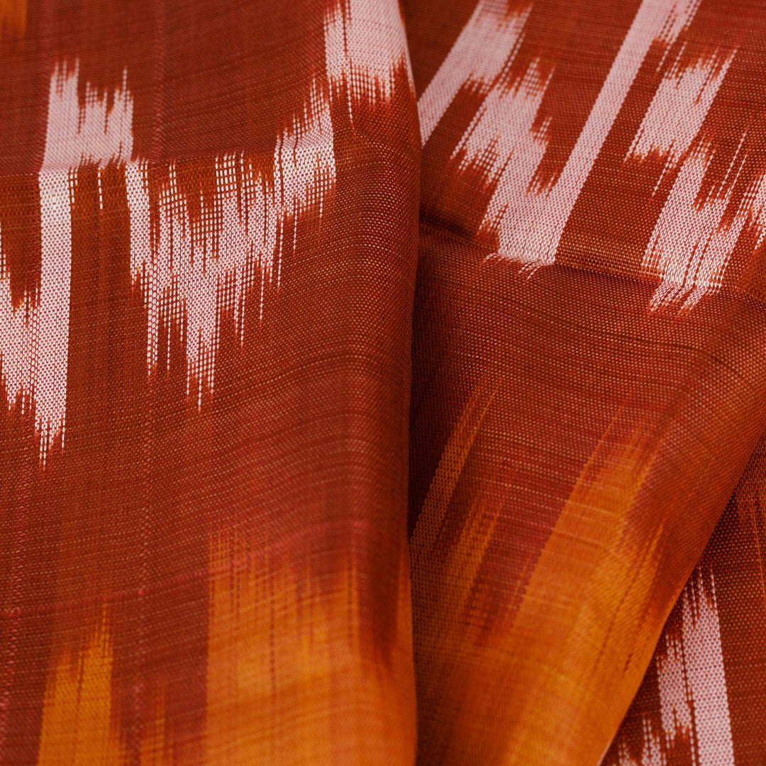 Handloomed Ikat Patterned Soft Silk Scarf in Brown Hues - Desert Halo