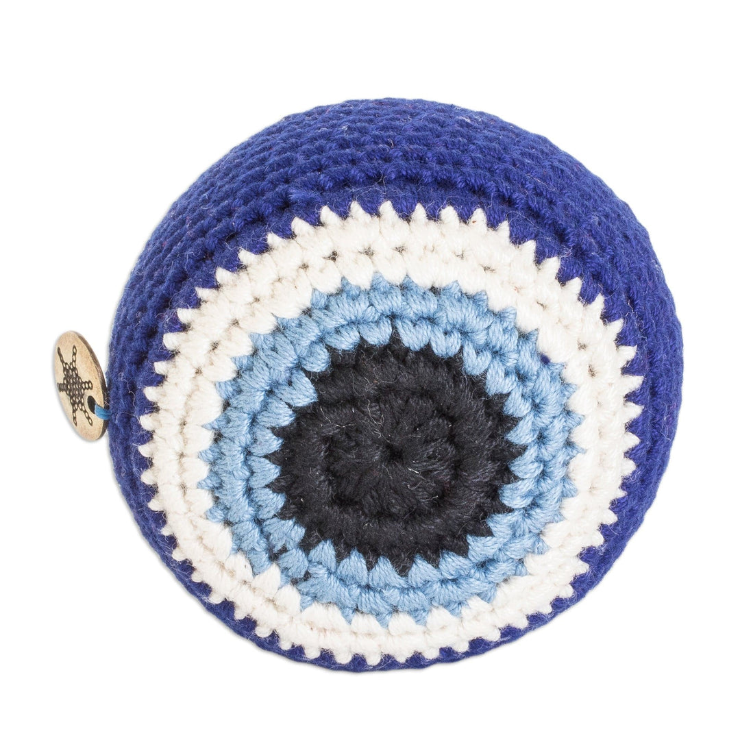 Handcrafted Knit Cotton Hacky Sack in Sapphire Hues - Sapphire Shield