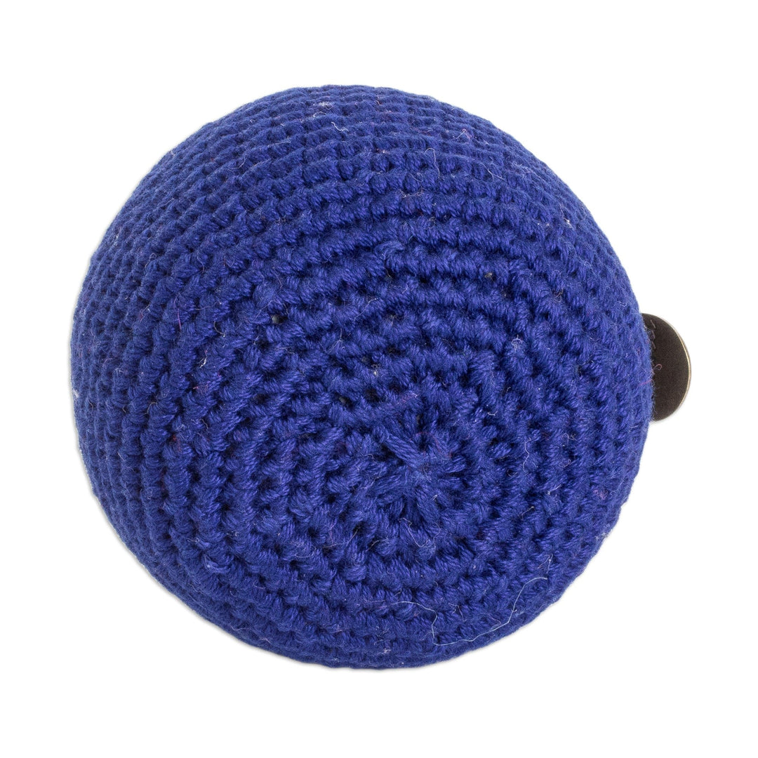 Handcrafted Knit Cotton Hacky Sack in Sapphire Hues - Sapphire Shield