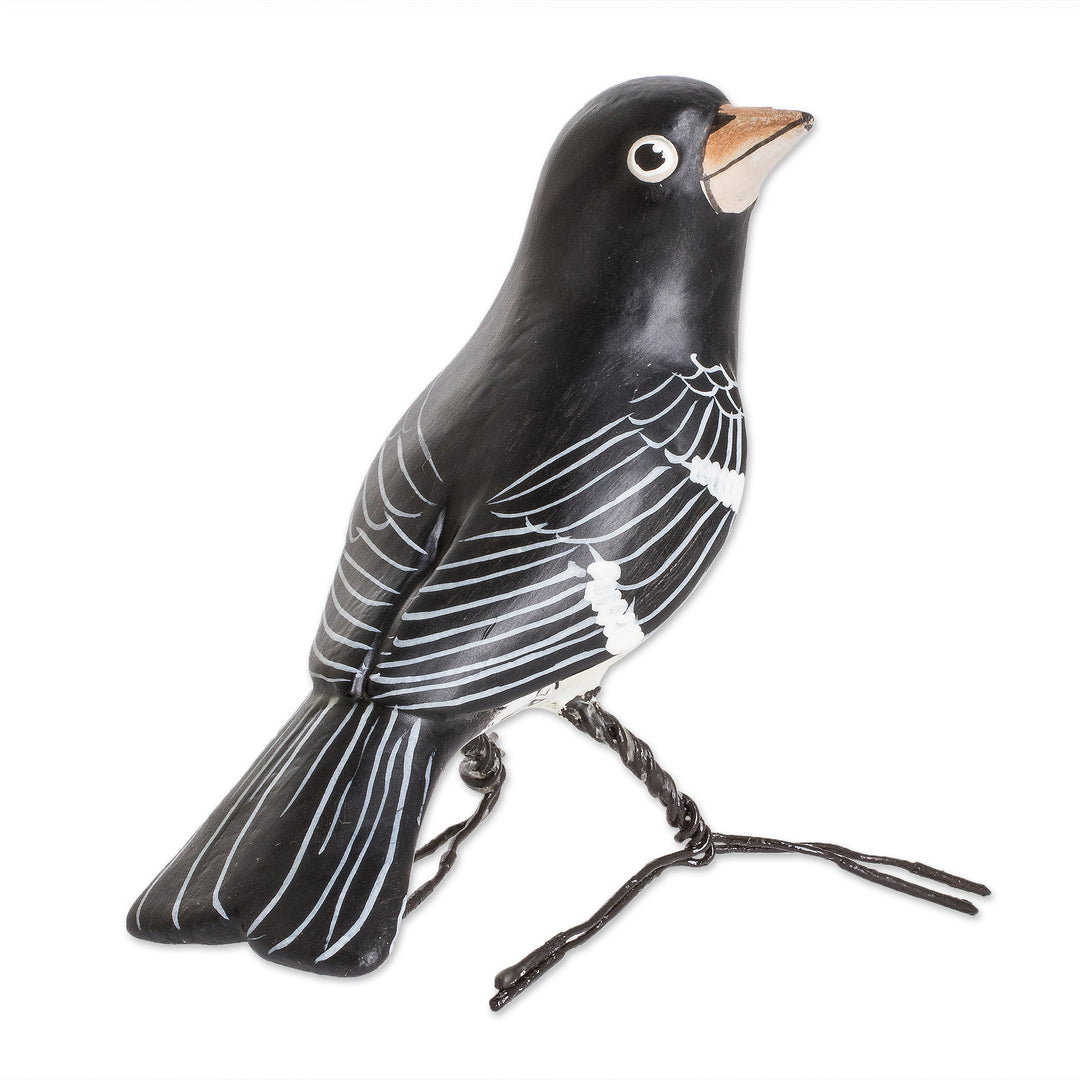 Hand-Painted Rose-Breasted Grosbeak Bird Ceramic Figurine - Rose-Breasted Grosbeak
