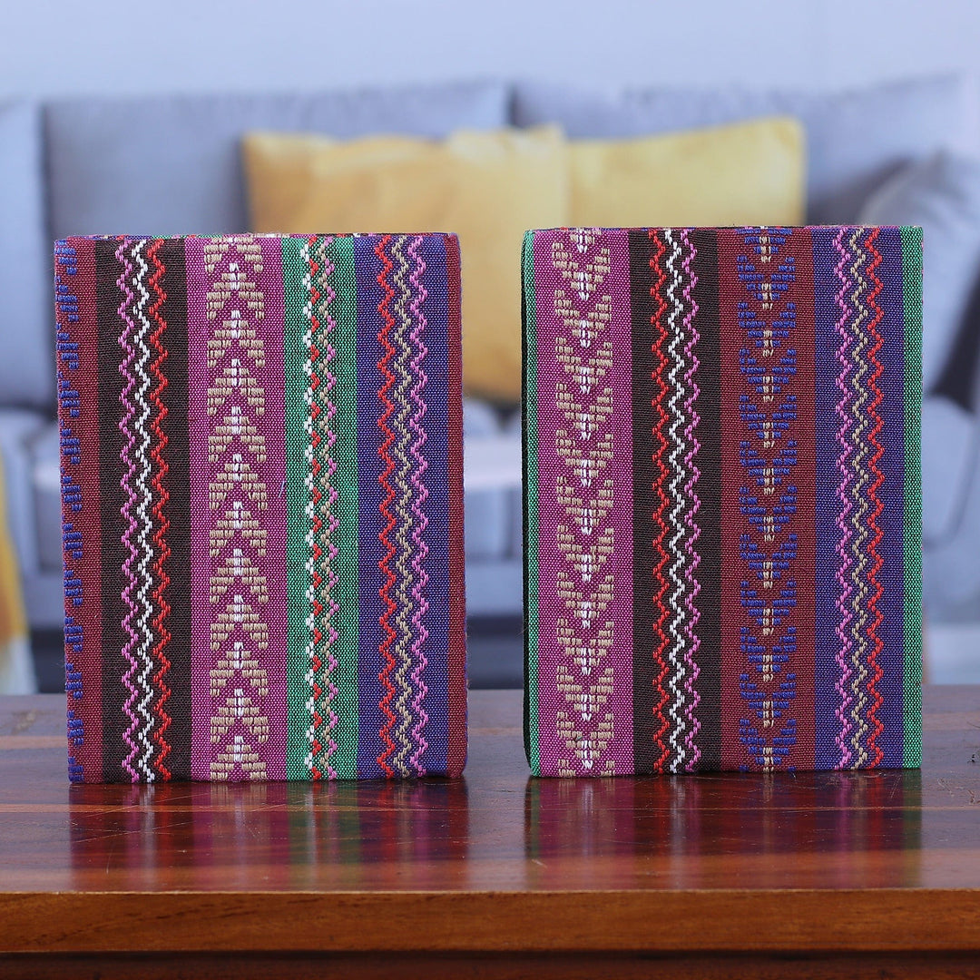 Pair of Cotton Jacquard Journals Made with Recycled Paper - Love of Writing
