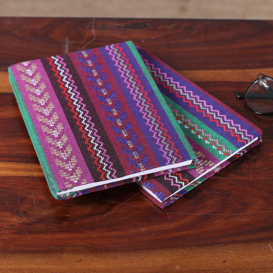 Pair of Cotton Jacquard Journals Made with Recycled Paper - Love of Writing