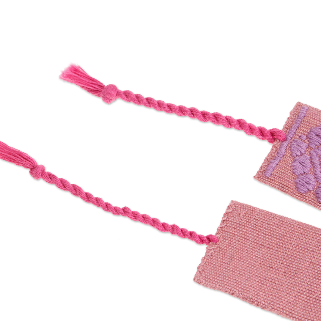 Pair of Handloomed Cotton Bookmarks in a Pink Base Hue - Pink Allies