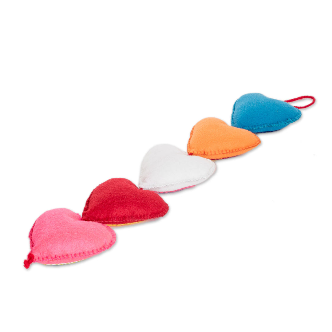 Handcrafted Heart-Shaped Multicolor Felt Mobile - Multicolor Love