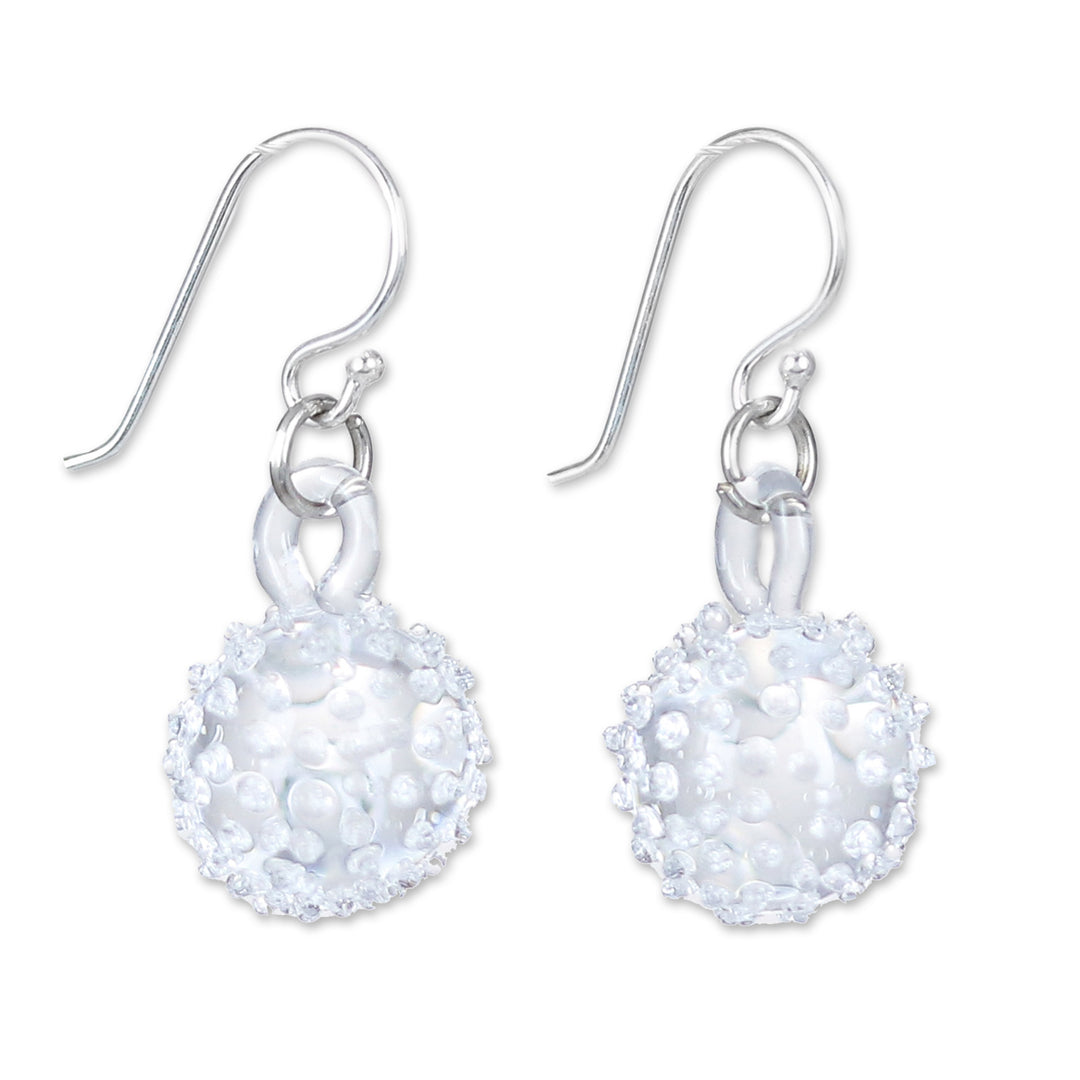 Handblown Glass Thorn Ball Themed Dangle Earrings - Thorn Ball