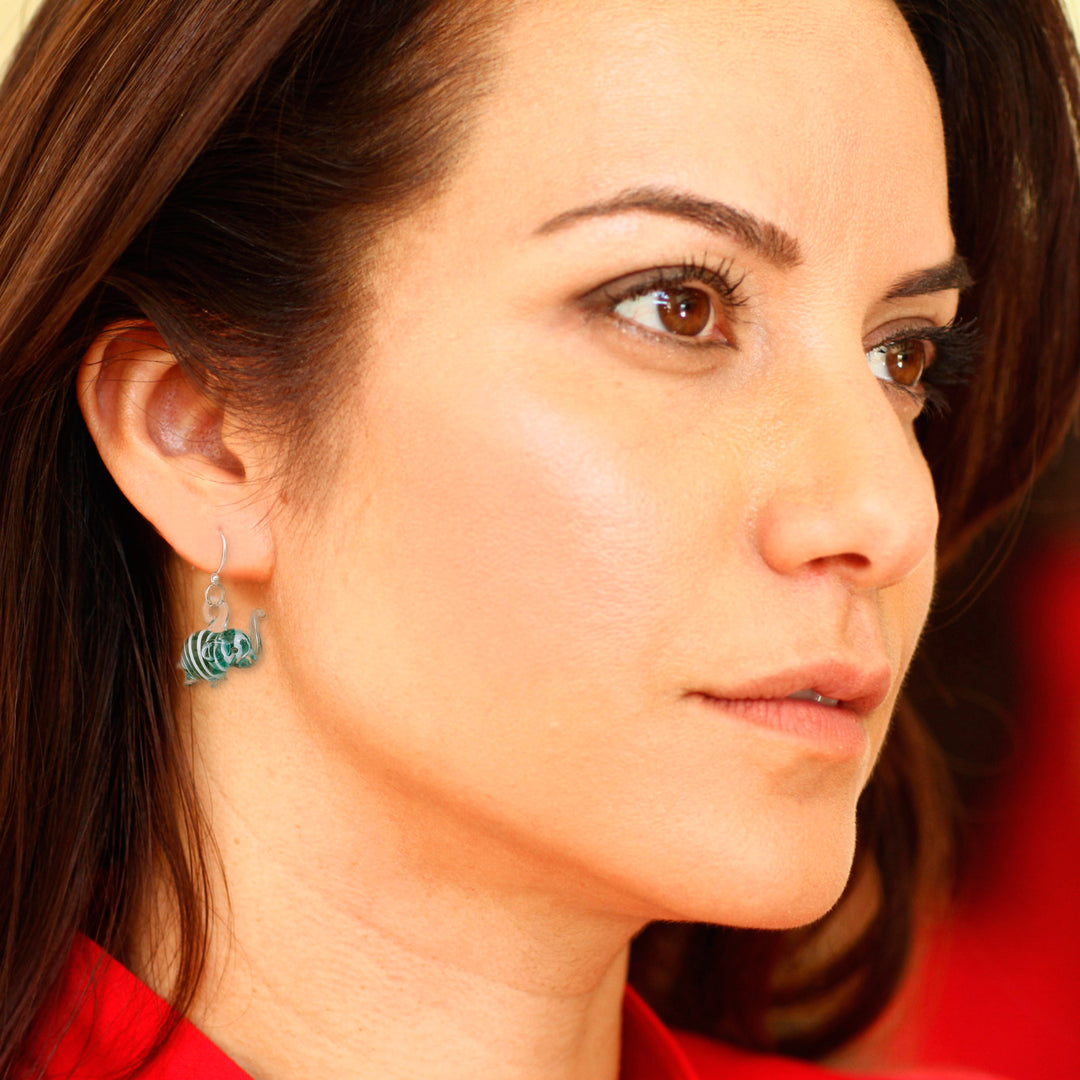 Handblown Glass Elephant Dangle Earrings from Thailand - Elephant Glam