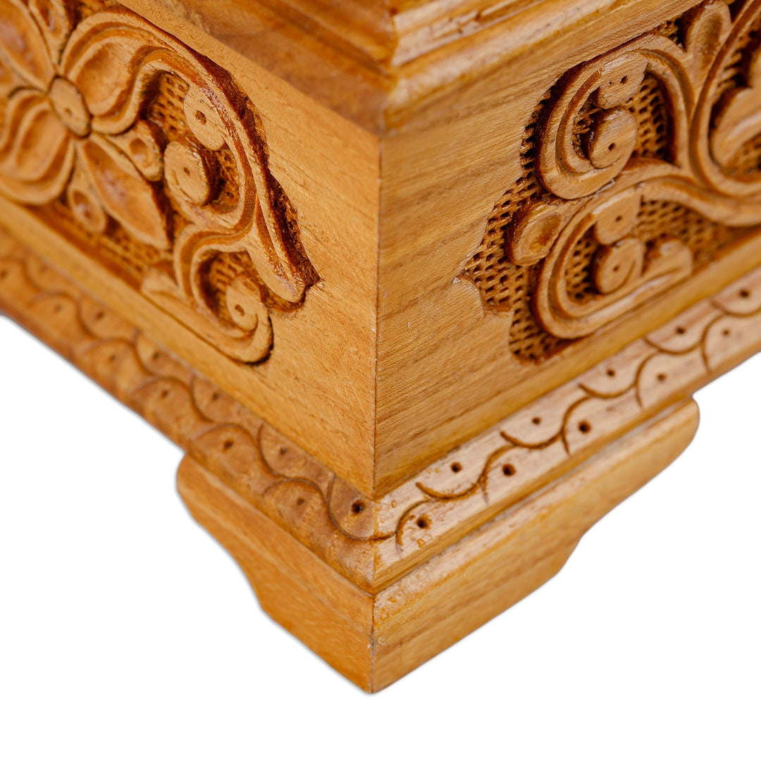 Hand-Carved Classic Walnut Wood Jewelry Box - Secret Arcadia