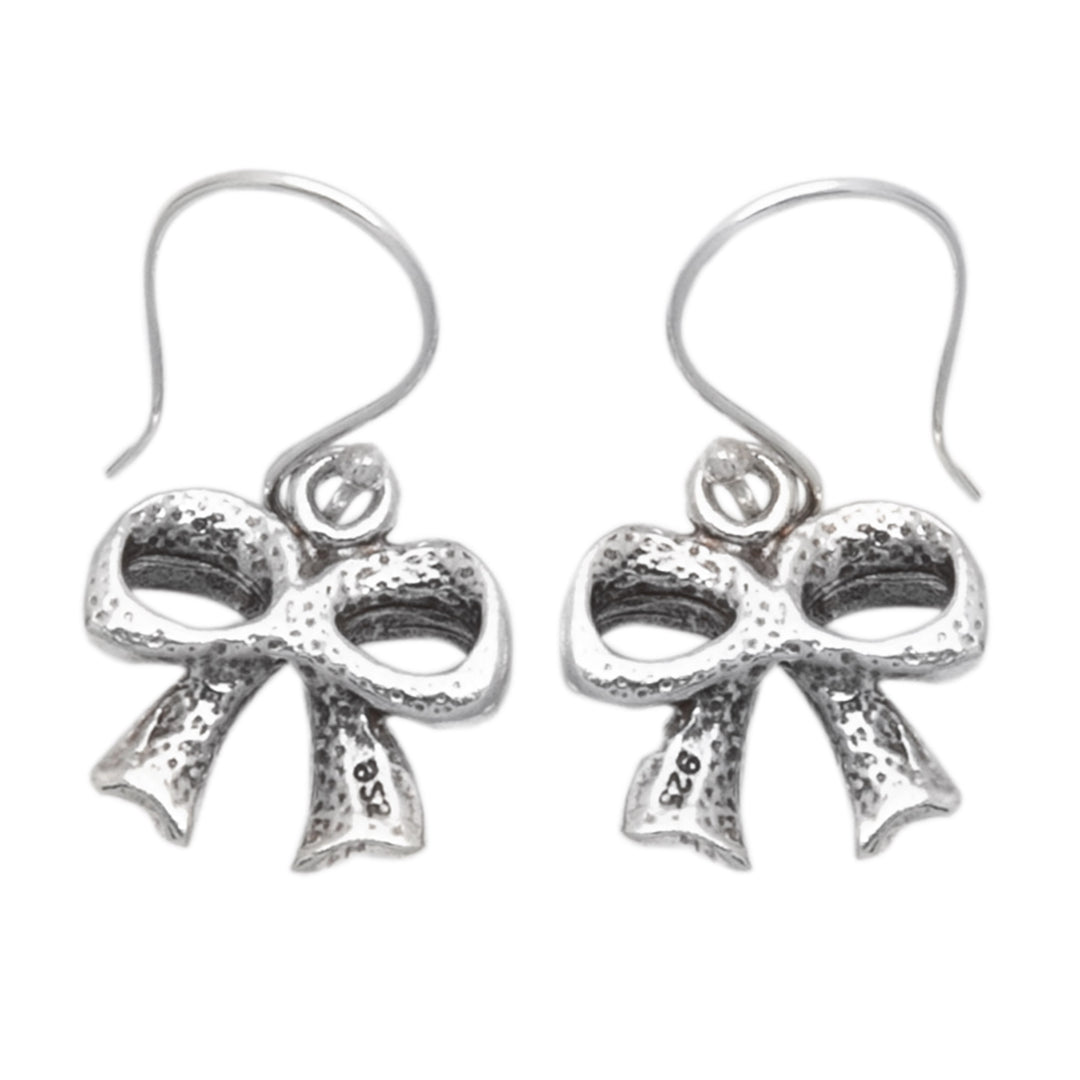 Whimsical Ribbon-Shaped Sterling Silver Dangle Earrings - The Dulcet Touch