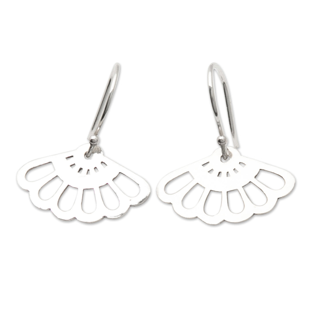 Peacock-Inspired Sterling Silver Dangle Earrings from Bali - Plumage of the Divine