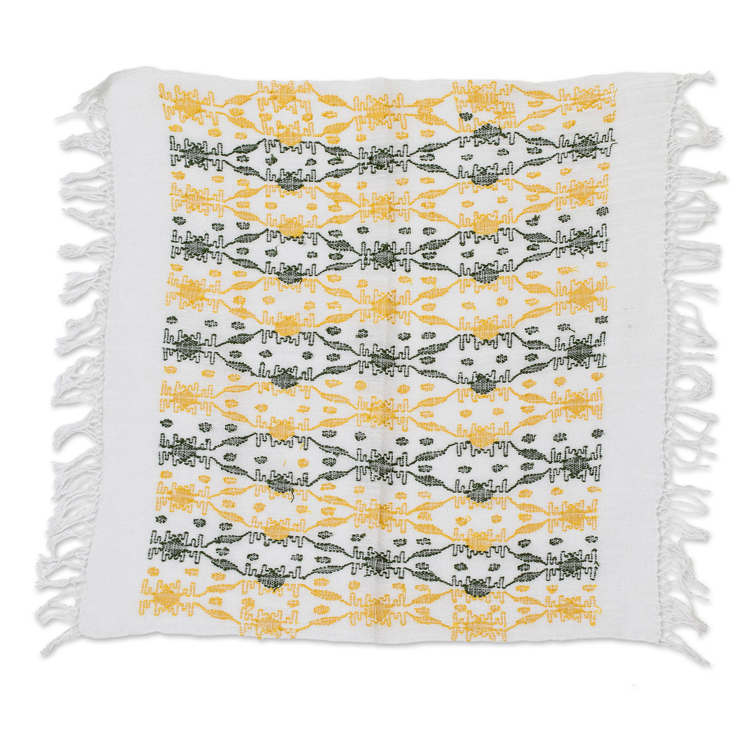 Leafy Handwoven Green and Yellow Cotton Placemat - Sun Over the Forest