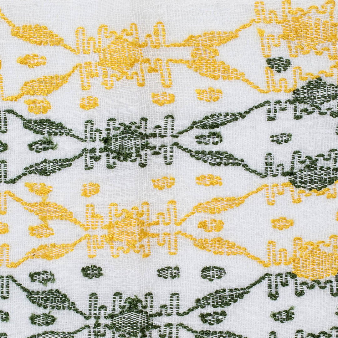 Leafy Handwoven Green and Yellow Cotton Placemat - Sun Over the Forest