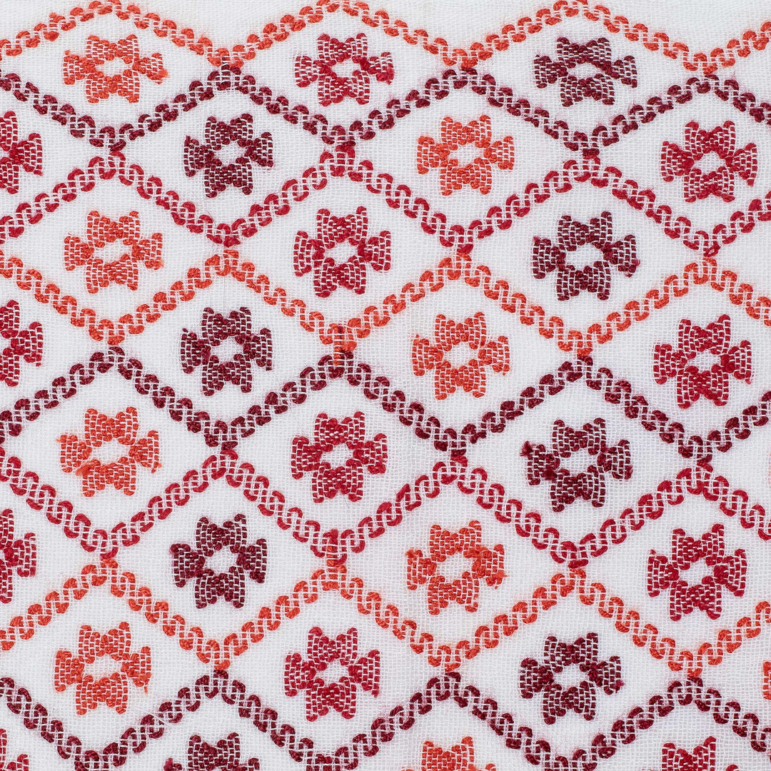 Star and Geometric-Themed Red Cotton Placemat with Fringes - Stars in the Sky