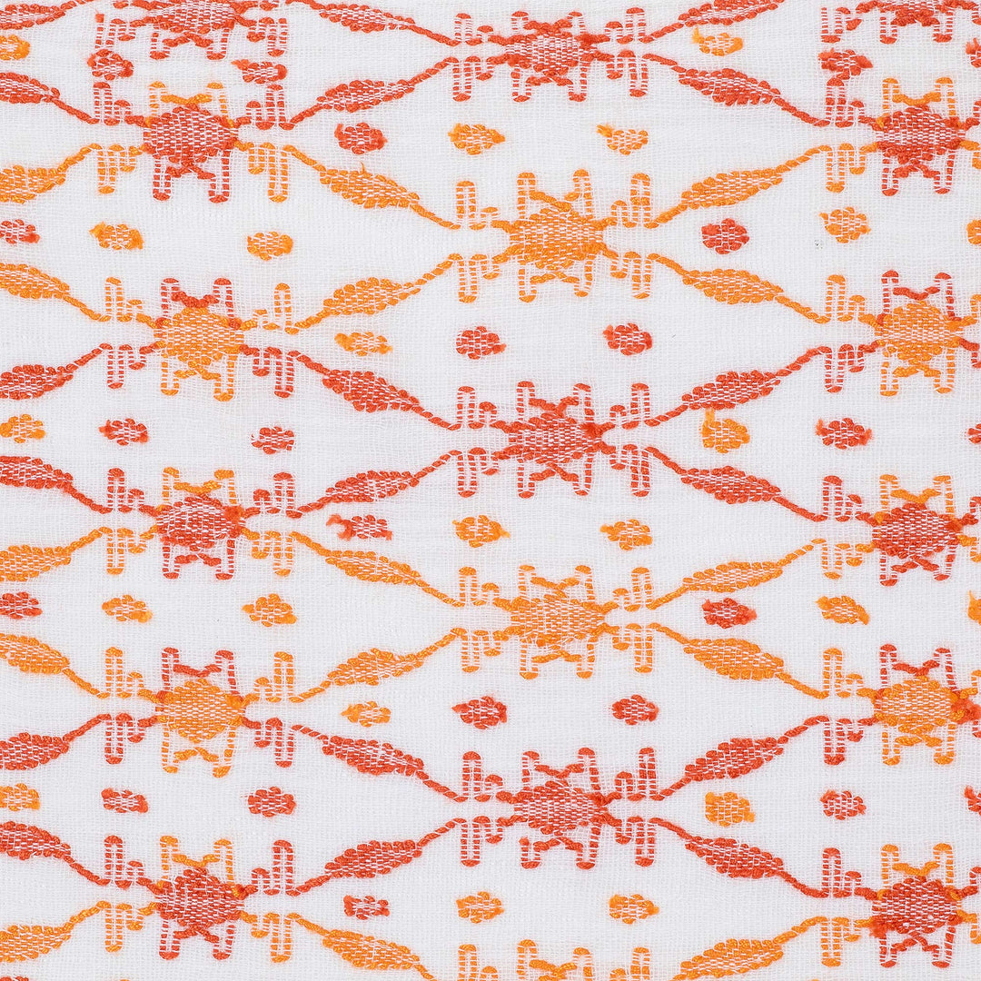 Leafy Handwoven Orange and Red Cotton Placemat - Sunset Over the Forest