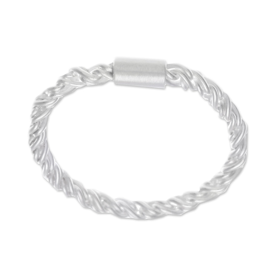 Brushed-Satin-Finish Modern Sterling Silver Band Ring - Ethereal Embrace