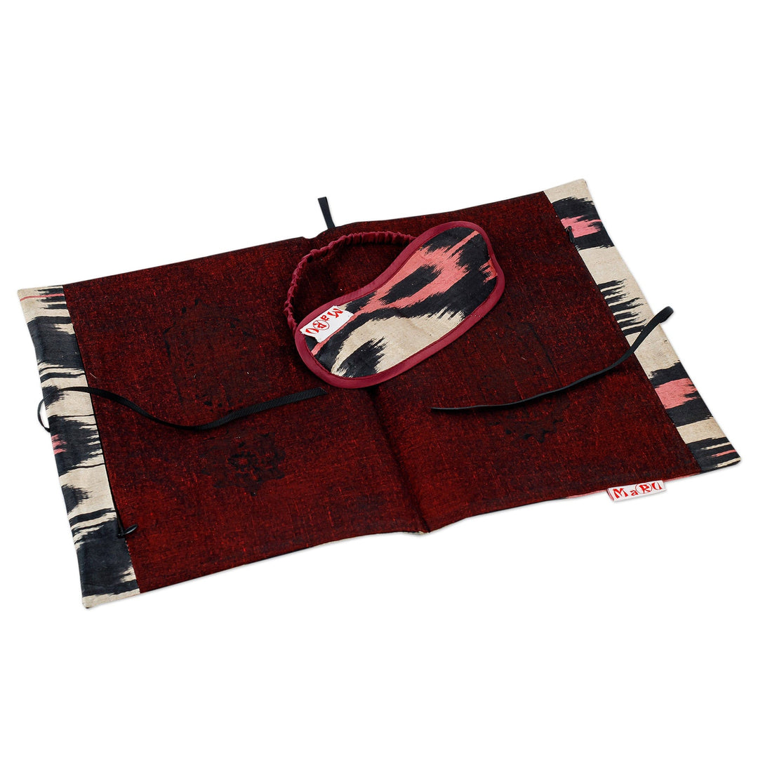 Handcrafted Ikat Silk Blend Bag and Sleep Mask Travel Set - Relaxing Trips