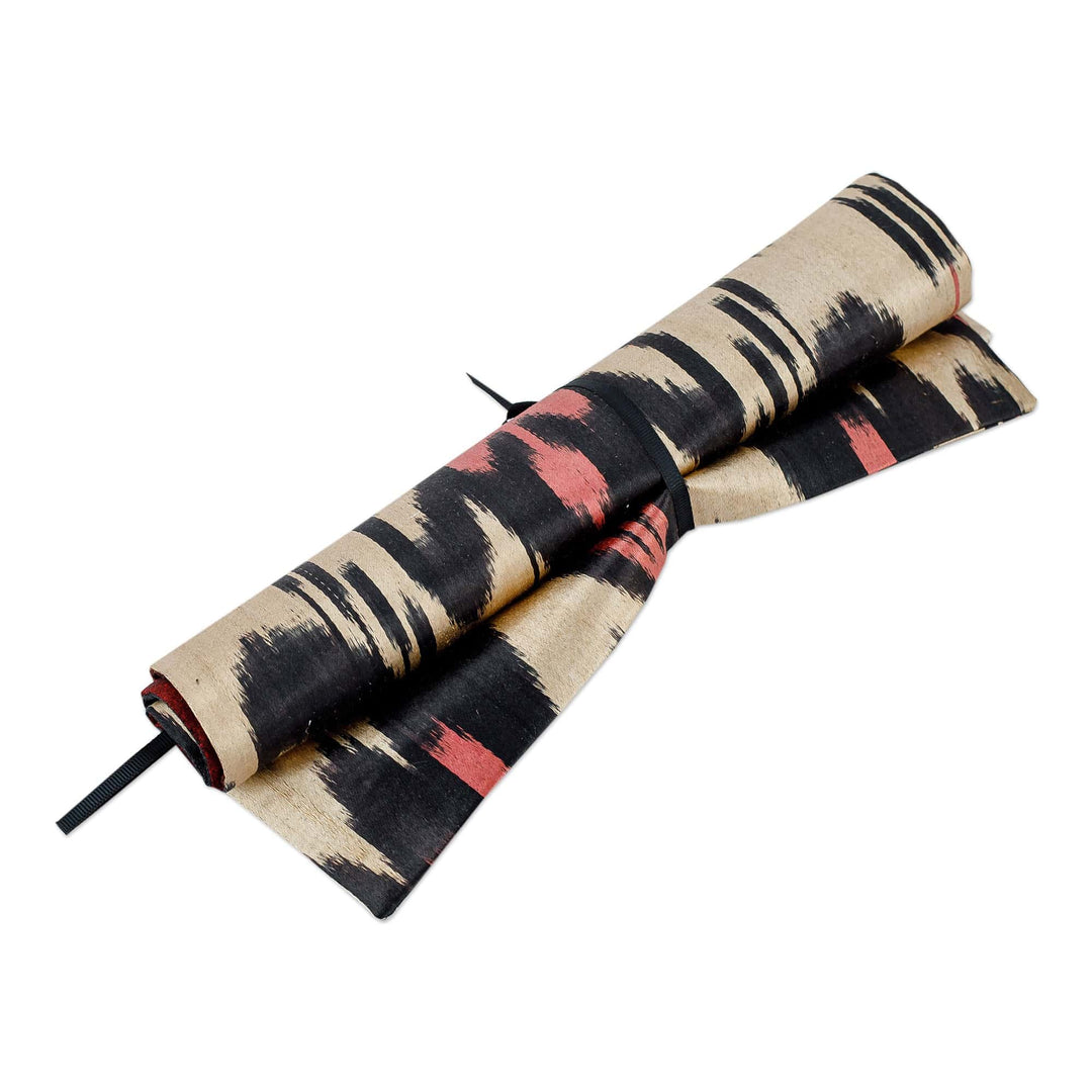 Handcrafted Ikat Silk Blend Bag and Sleep Mask Travel Set - Relaxing Trips