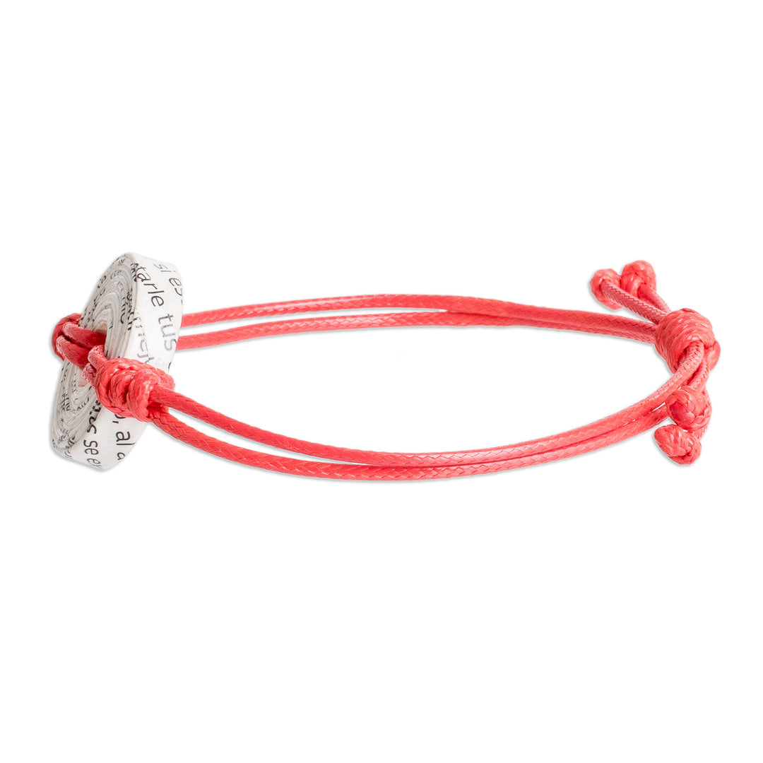 Handmade Recycled Paper Pendant Bracelet with Red Cord - Crimson Constellation
