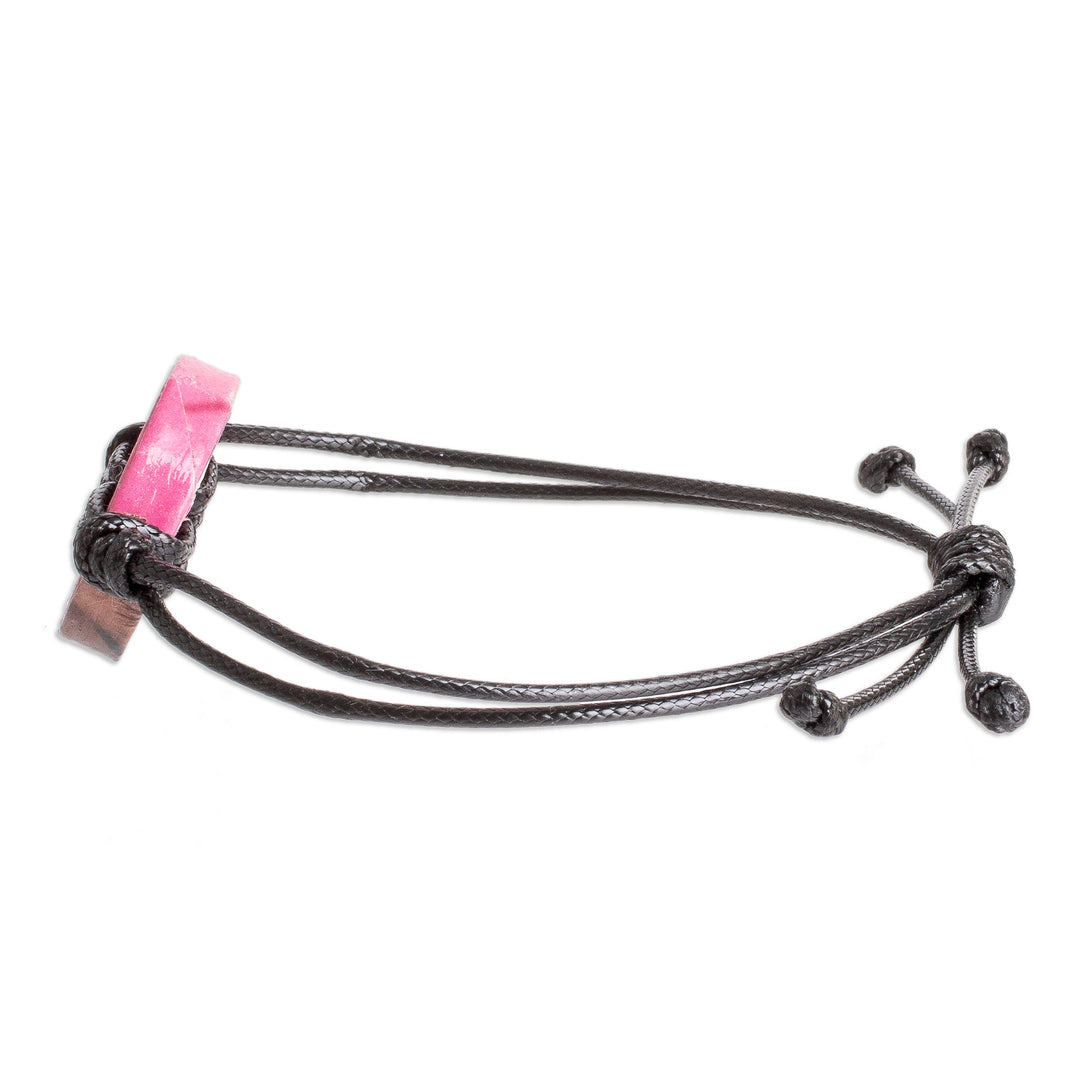 Recycled Paper Pendant Bracelet with Adjustable Black Cord - Black Constellation