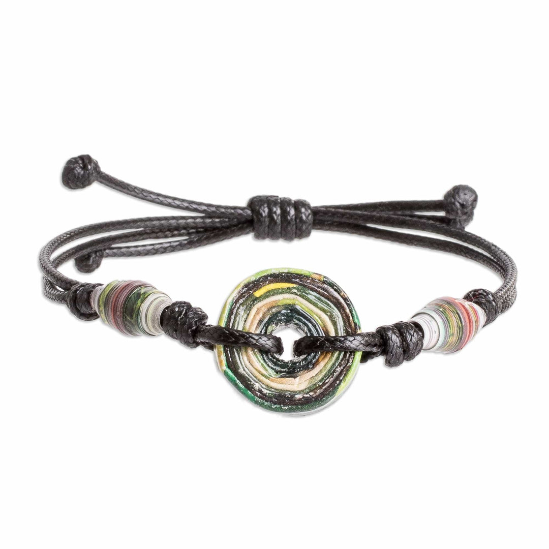 Eco-Friendly Black Recycled Paper Pendant Bracelet - The Night Alliance