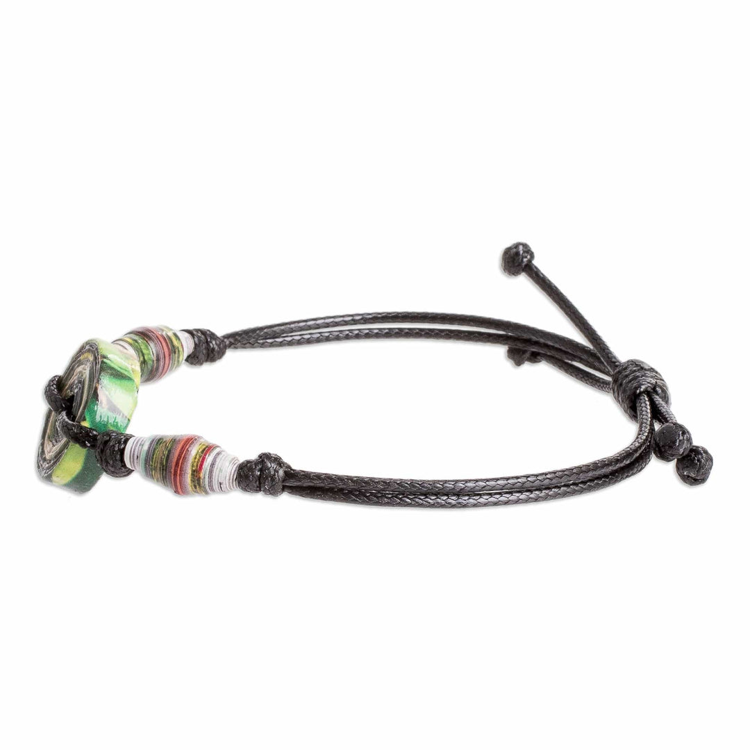 Eco-Friendly Black Recycled Paper Pendant Bracelet - The Night Alliance