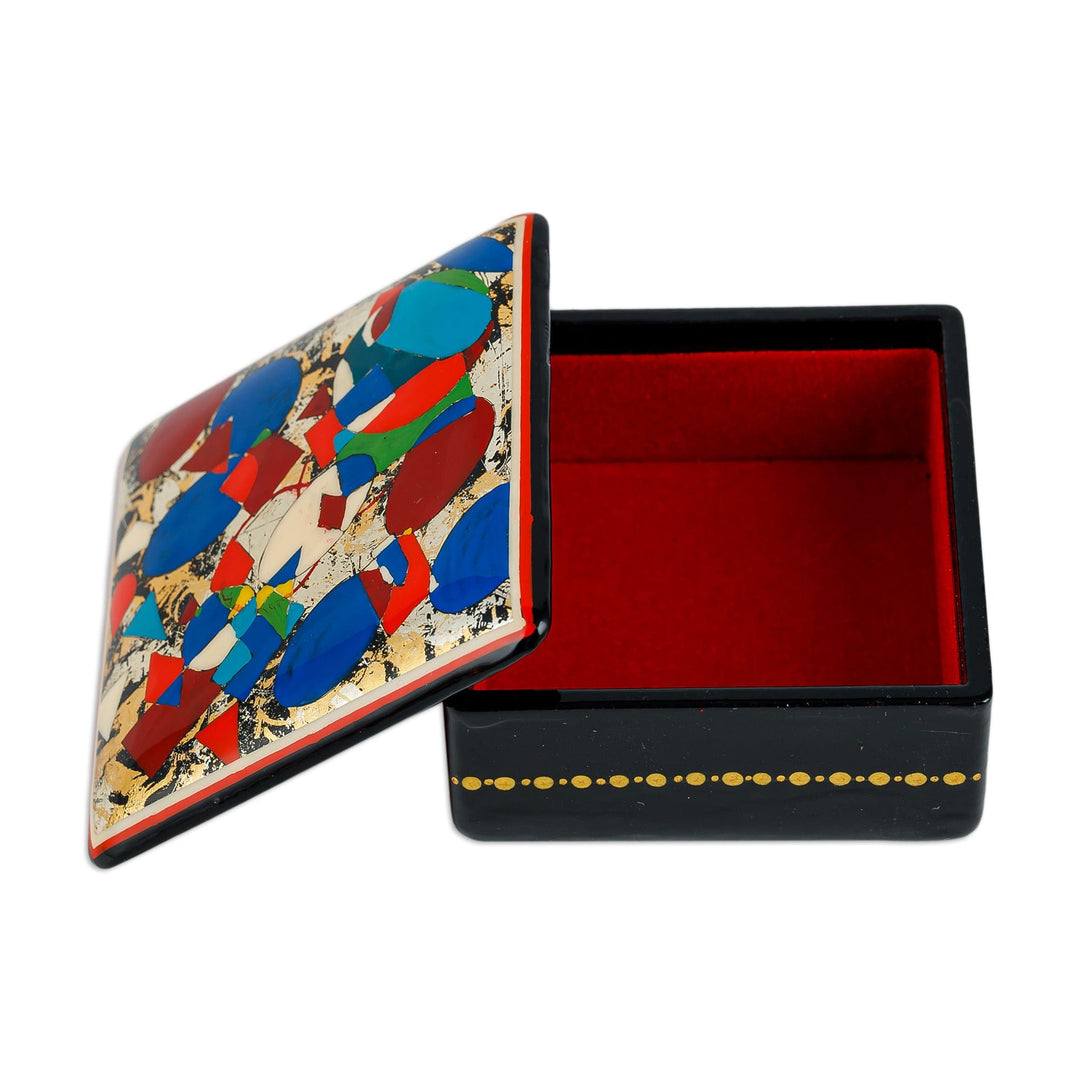 Lacquered Papier Mache Jewelry Box with Geometric Motifs - Modern Geometry