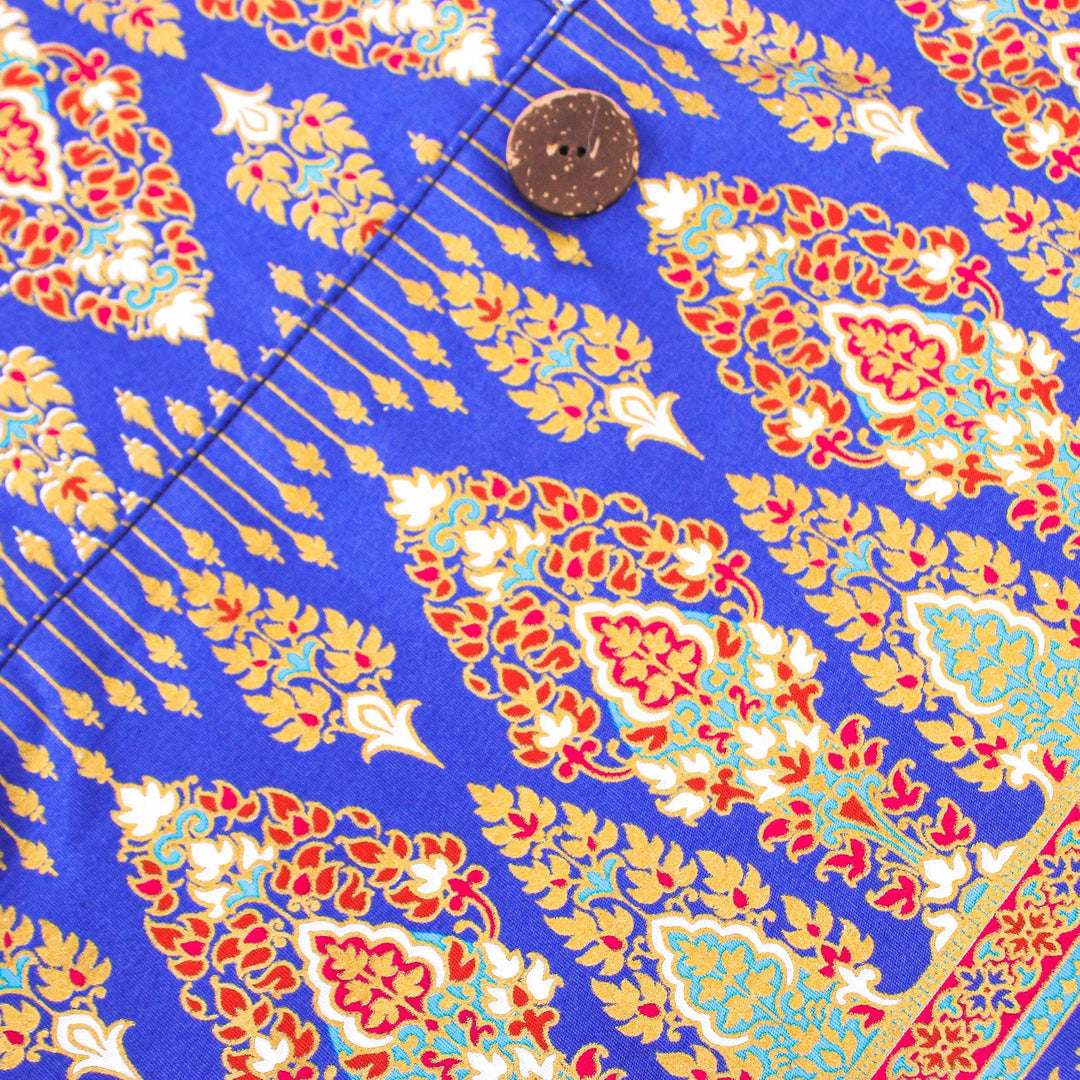 Handmade Patterned Blue and Turquoise Cotton Shoulder Bag - Magical Days